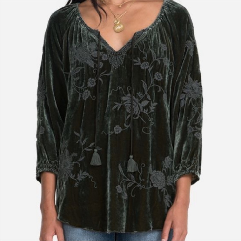 Johnny Was Millie Velvet Peasant Blouse - Picture 2 of 7